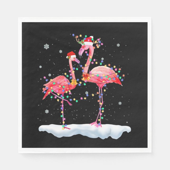 Guardanapo De Papel Flamingo | Flamingo Árvore de Natal Santa Hat Xmas (Frente)