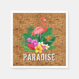 Guardanapo De Papel Flamingo Fllowers em Wicker Pattern