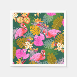 Guardanapo De Papel Flamingo Garden Dark Green