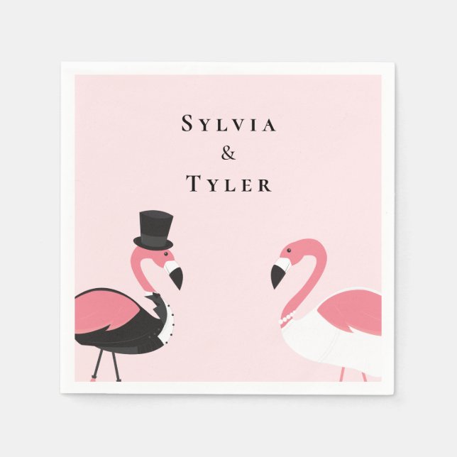 Guardanapo De Papel Flamingo Name Wedding (Frente)