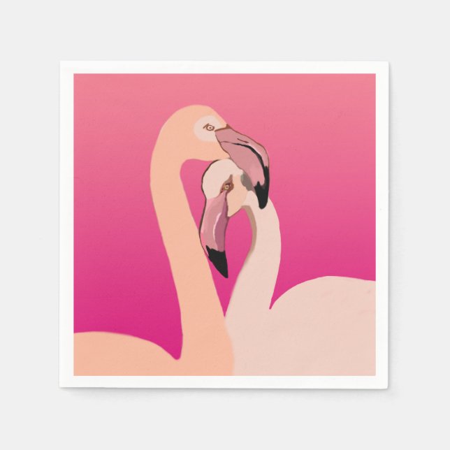 Guardanapo De Papel Flamingo Pássaros Cocktail Paper Napkins (Frente)