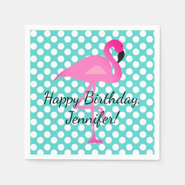 Guardanapo De Papel Flamingo Personalizado e Papel de Bolinhas Napkin (Frente)