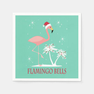 GUARDANAPO DE PAPEL FLAMINGO RETRO DO NATAL DO VINTAGE MODERNO