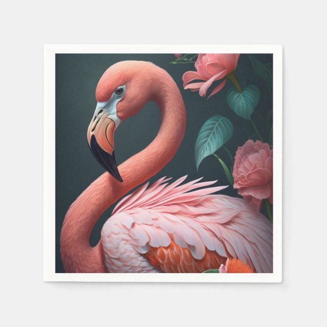 Guardanapo De Papel Flamingo rosa. (Frente)
