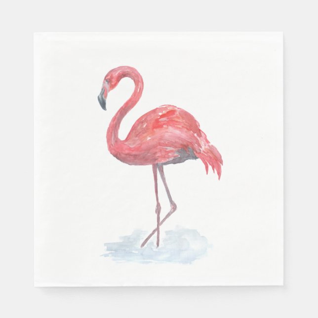 Guardanapo De Papel Flamingo rosa, aquarela. (Frente)