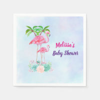 Flamingo, Rosa, Mamãe e Bebê, com Palmeiras