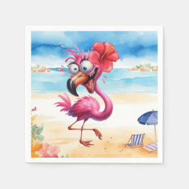 Guardanapo De Papel Flamingo rosa na praia