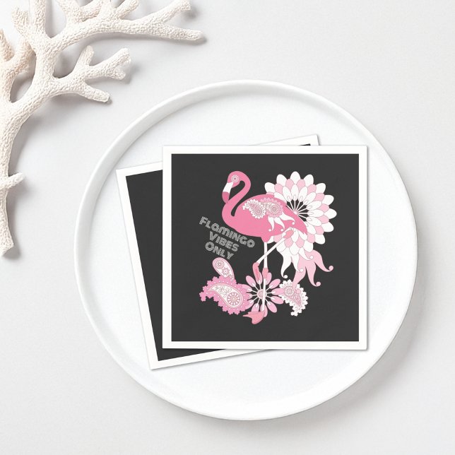 Guardanapo De Papel Flamingo Rosa Preto Personalizado (Criador carregado)