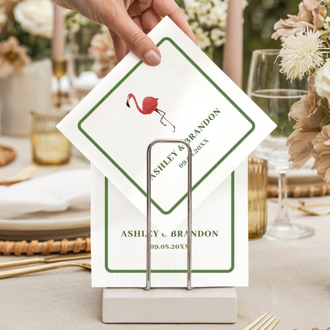Guardanapo De Papel Flamingo Tropics Beach Coastal Retro Wedding (Criador carregado)