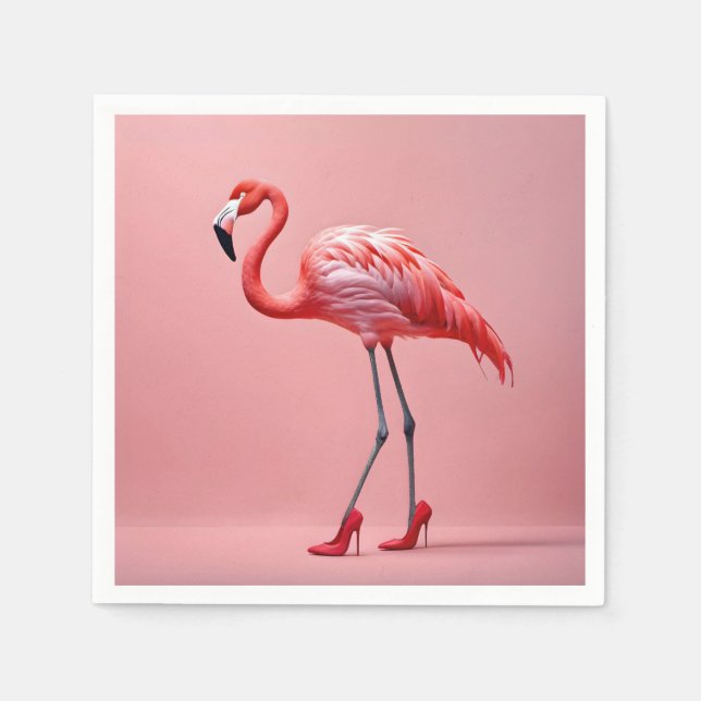 Guardanapo De Papel Flamingo Vestindo Red High Heels (Frente)