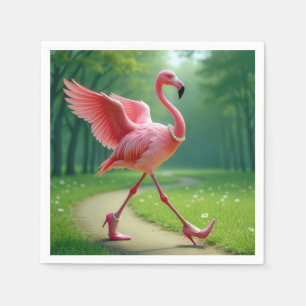 Guardanapo De Papel Flamingo Vestindo saltos altos e pérolas
