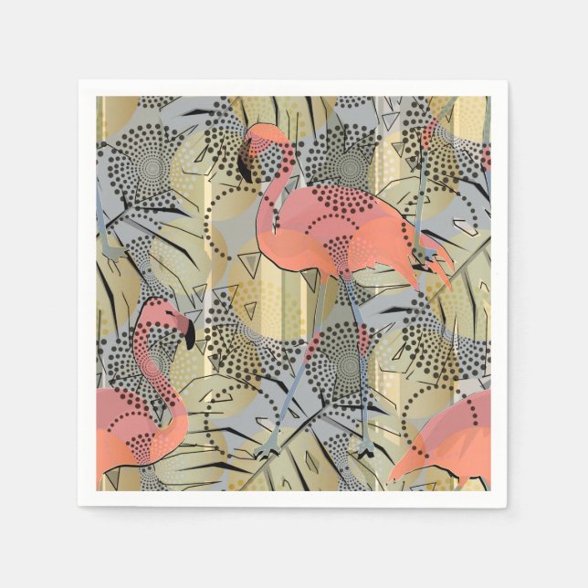 Guardanapo De Papel Flamingos em um fundo de abstrato. (Frente)