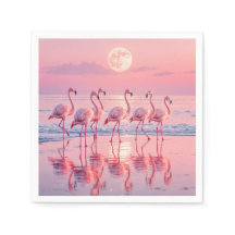 Flamingos em uma praia rosa
