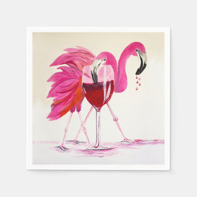 Guardanapo De Papel Flamingos No Vinho (Frente)