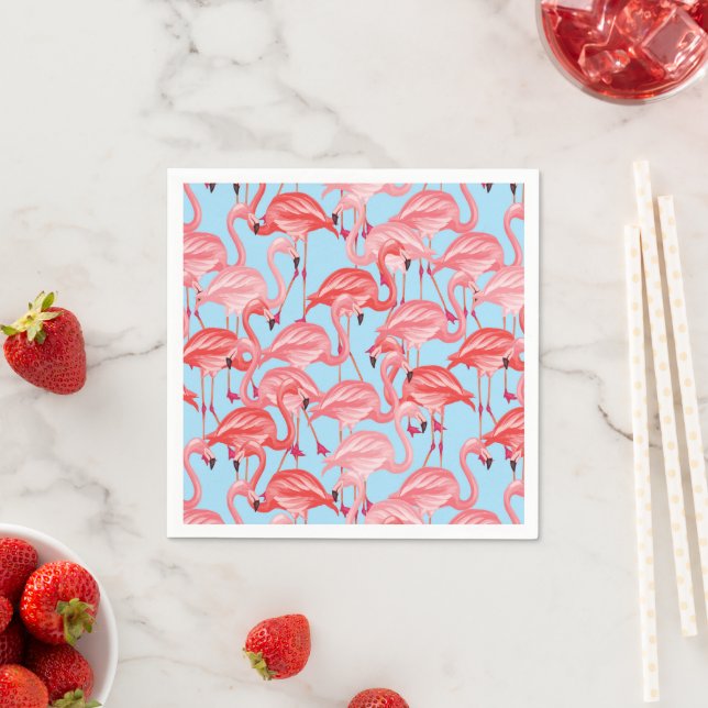 Guardanapo De Papel Flamingos Rosa Brilhantes A Azul (Insitu)