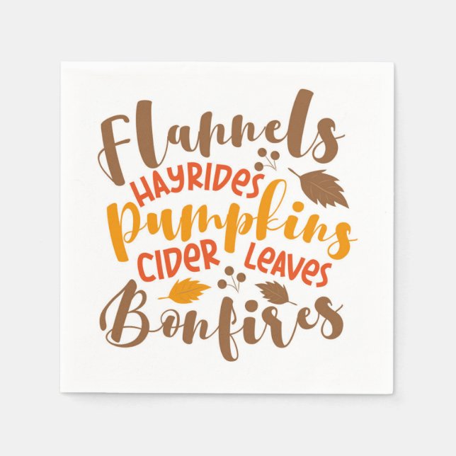 Guardanapo De Papel Flannels Hay Rides Pumpkins Cider Deixa Bonfire (Frente)
