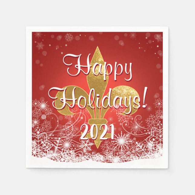 Guardanapo De Papel Fleur de Flocos de Neve Feriados (Frente)