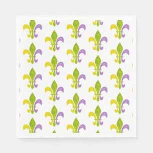 Guardanapo De Papel Fleur de Lis do Mardi Gras em Branco