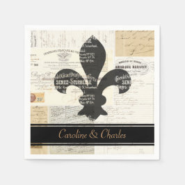 Guardanapo De Papel Fleur de Lis Vintage Casamento Francês Napkins