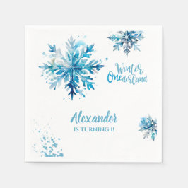 Guardanapo De Papel Floco de neve Aquarela Azul Inverno ONEderland