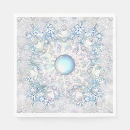 Guardanapo De Papel Floco de &neve azul de rendas cerâmico