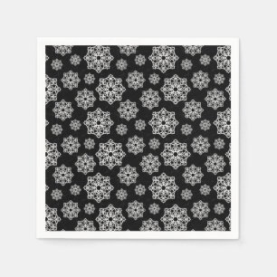 Guardanapo De Papel Floco de neve branco a preto com padrão de escamas