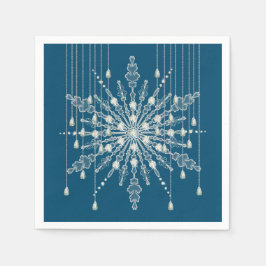 Guardanapo De Papel Floco de neve diamante elegante inverno cinza azul