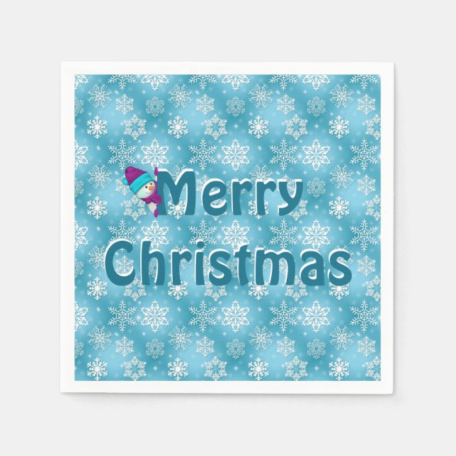 Guardanapo De Papel Floco de neve e homens de neve (Frente)