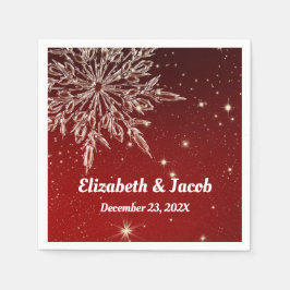Guardanapo De Papel Floco de Neve Elegante no Casamento Vermelho