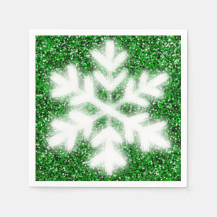 Guardanapo De Papel Floco de neve gelado verde brilhante elegante