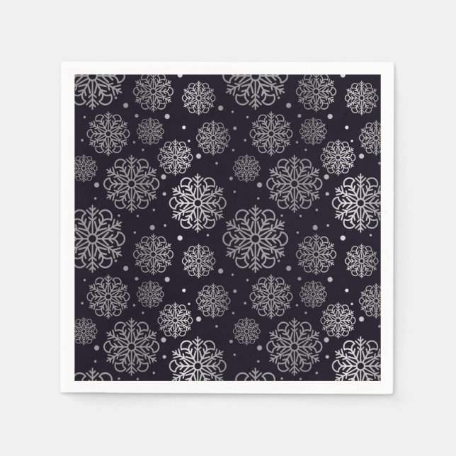 Guardanapo De Papel Floco de neve prateado com escamas de peixe (Frente)