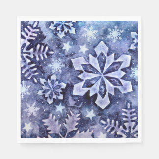Guardanapo De Papel Flocos de neve azuis