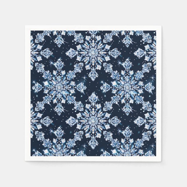Guardanapo De Papel Flocos de neve azuis 3d (Frente)