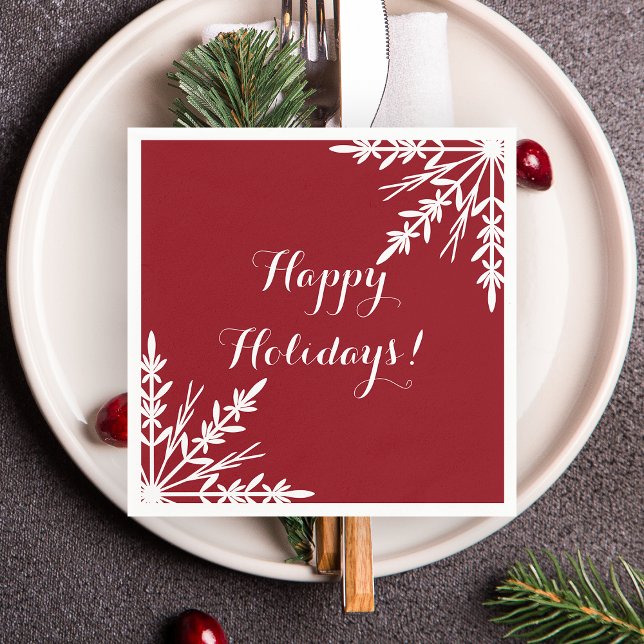 Guardanapo De Papel Flocos de neve brancos de inverno em feriados feli (Criador carregado)