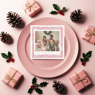 Guardanapo De Papel Flocos de neve brancos e cor-de-rosa e modernos