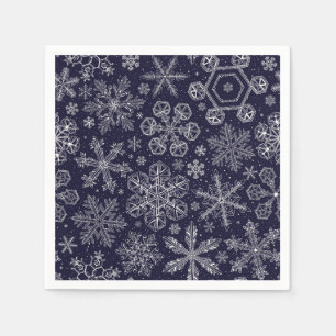 Guardanapo De Papel Flocos de neve brancos em azul