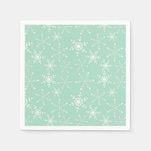 Guardanapo De Papel Flocos de neve com fundo verde-claro