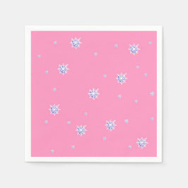 Guardanapo De Papel Flocos de neve de inverno rosa