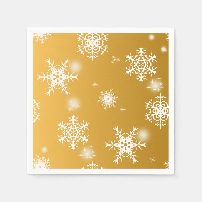 Guardanapo De Papel Flocos de neve de manto branco. (Frente)