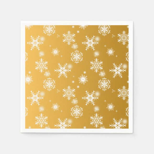 Guardanapo De Papel Flocos de neve de manto branco. (Frente)