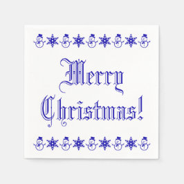 Guardanapo De Papel Flocos de neve de Natal bonitos, azuis e brancos