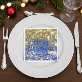 Guardanapo De Papel Flocos de neve Dourados e legíveis Feliz Natal
