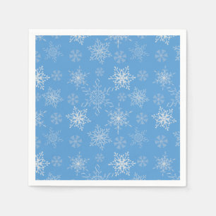 Guardanapo De Papel Flocos de neve Glittery com fundo azul