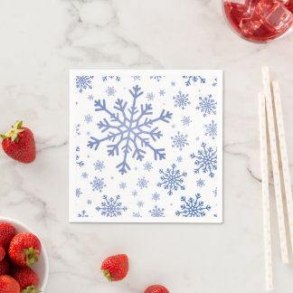 Guardanapo De Papel Flocos de neve marinho azul de Natal em branco de 
