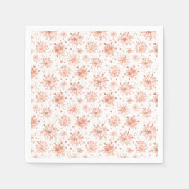 Guardanapo De Papel Flocos de neve rosa Dourados de inverno em branco