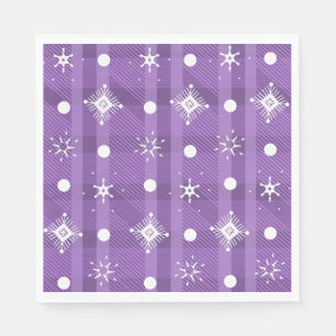 Guardanapo De Papel Flocos de Neve Simples Padrão Xadrez Roxo   