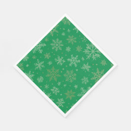 Guardanapo De Papel Flocos de neve verdes e Dourados