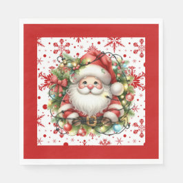 Guardanapo De Papel Flocos de neve vermelhos e papel de Papai noel