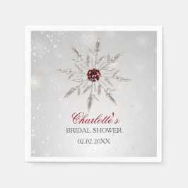 Guardanapo De Papel Flocos de Neve Vermelhos Prateados Chuva de Benção