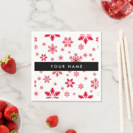 Guardanapo De Papel Flocos de neve vermelhos, seu nome, personalize